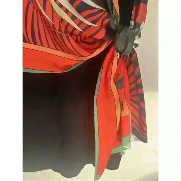 Zara Collection Black Cotton Dress Contrasting Colorful Scarf Midi Size Small - Picture 7 of 11